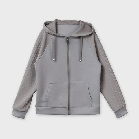 【手洗い可】ダンボールニット×ニット コンビジップパーカー