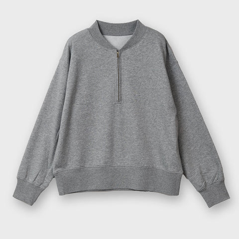【手洗い可】ハーフジップ スウェット プルオーバー