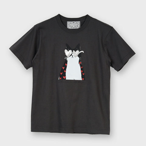 【手洗い可】箔サングラス 猫 プリント Tシャツ