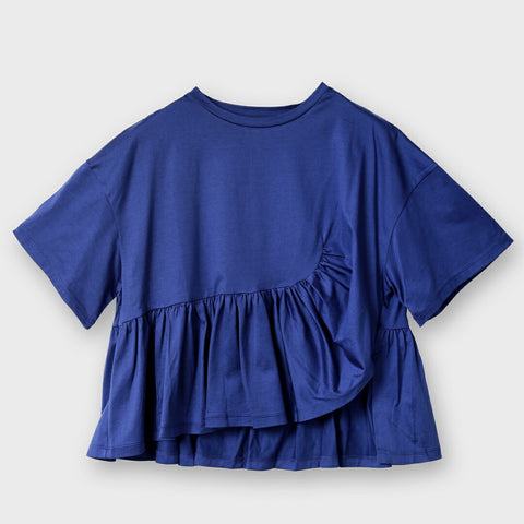 【手洗い可】アシンメトリー フリル プルオーバー