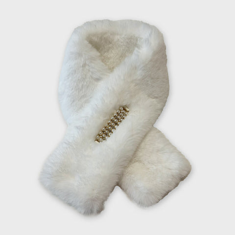 パール ビジュー付き フェイクファー ティペット