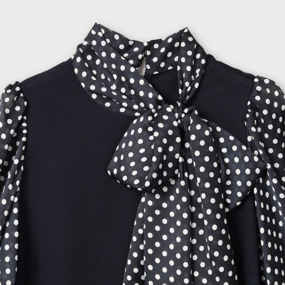 手洗い可】ドット 異素材 ミックス ワンピース – 銀座マギー公式