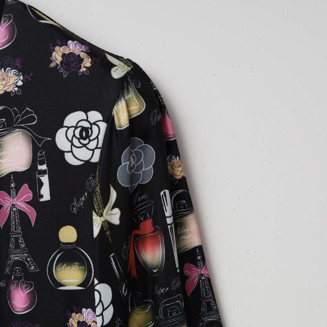 ★新品&激安銀座マギー スーパービューティーParisプリントワンピース38★ コスメ×Paris プリント ワンピース – 銀座マギー公式通販サイト