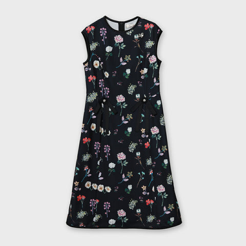 マルチカラーフラワープリント フレンチスリーブワンピース