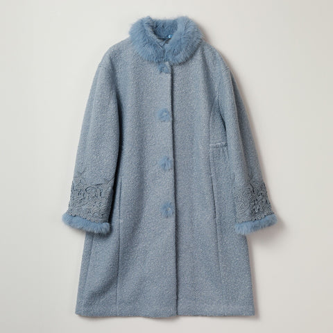 ファー使い 花モチーフ付 ブークレコート