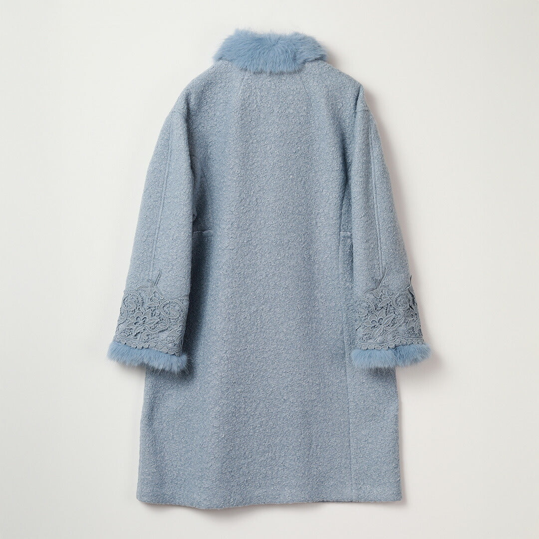 ファー使い 花モチーフ付 ブークレコート – 銀座マギー公式通販サイト