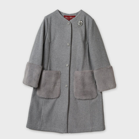 ファーストール付ノーカラーコート