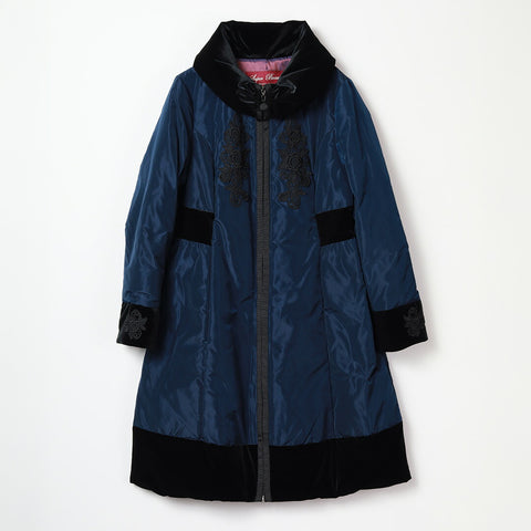 レース使いベロア切替ダウンコート