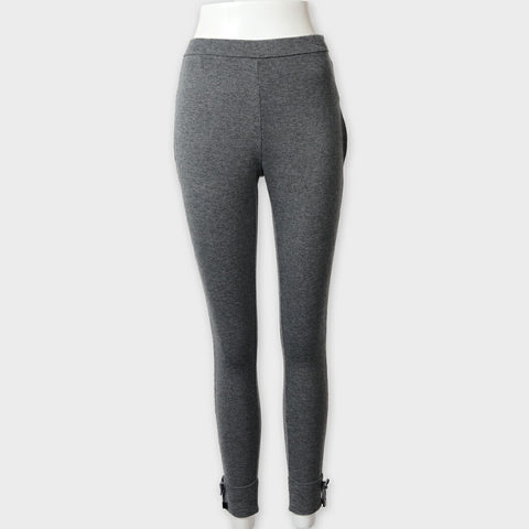 裾ベロアリボン付きスキニーニットパンツ