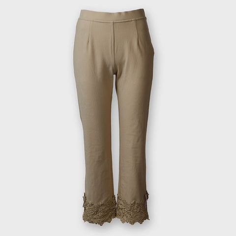 裾レース×リボン使い 裏起毛パンツ