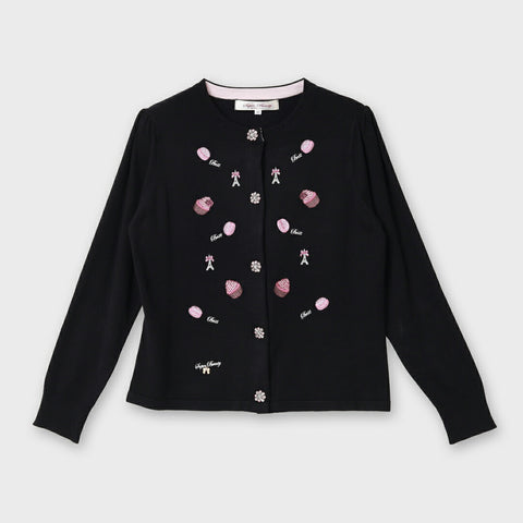 スイーツ刺しゅうニットカーディガン