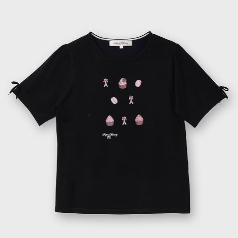 スイーツ刺しゅう半袖セーター