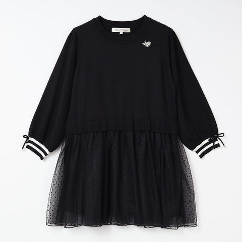 レイヤード風ドット柄 ニットチュニック