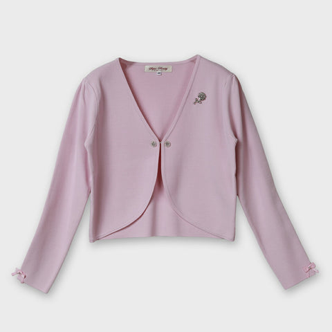 ジュエルボタン付き クロップドカーディガン