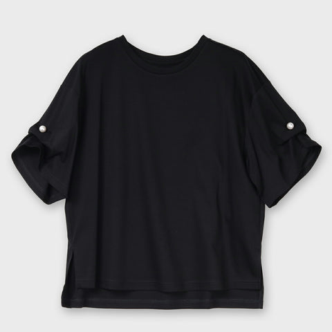 【手洗い可】 接触冷感 パールアクセント Tシャツ