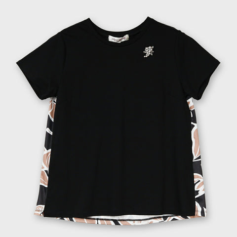 バックスタイル 花柄 切替 Ｔシャツ