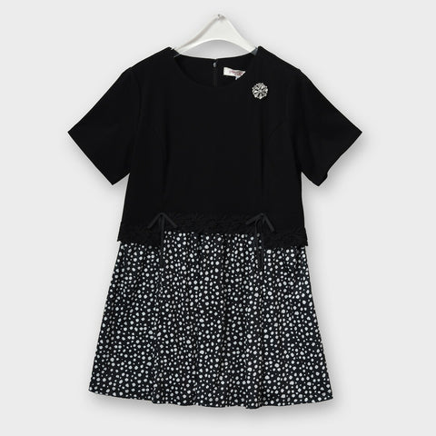 水玉 ウェスト 切替 チュニック Ｔシャツ