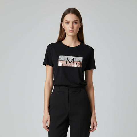 【手洗い可】箔プリント ロゴ グラフィック Tシャツ