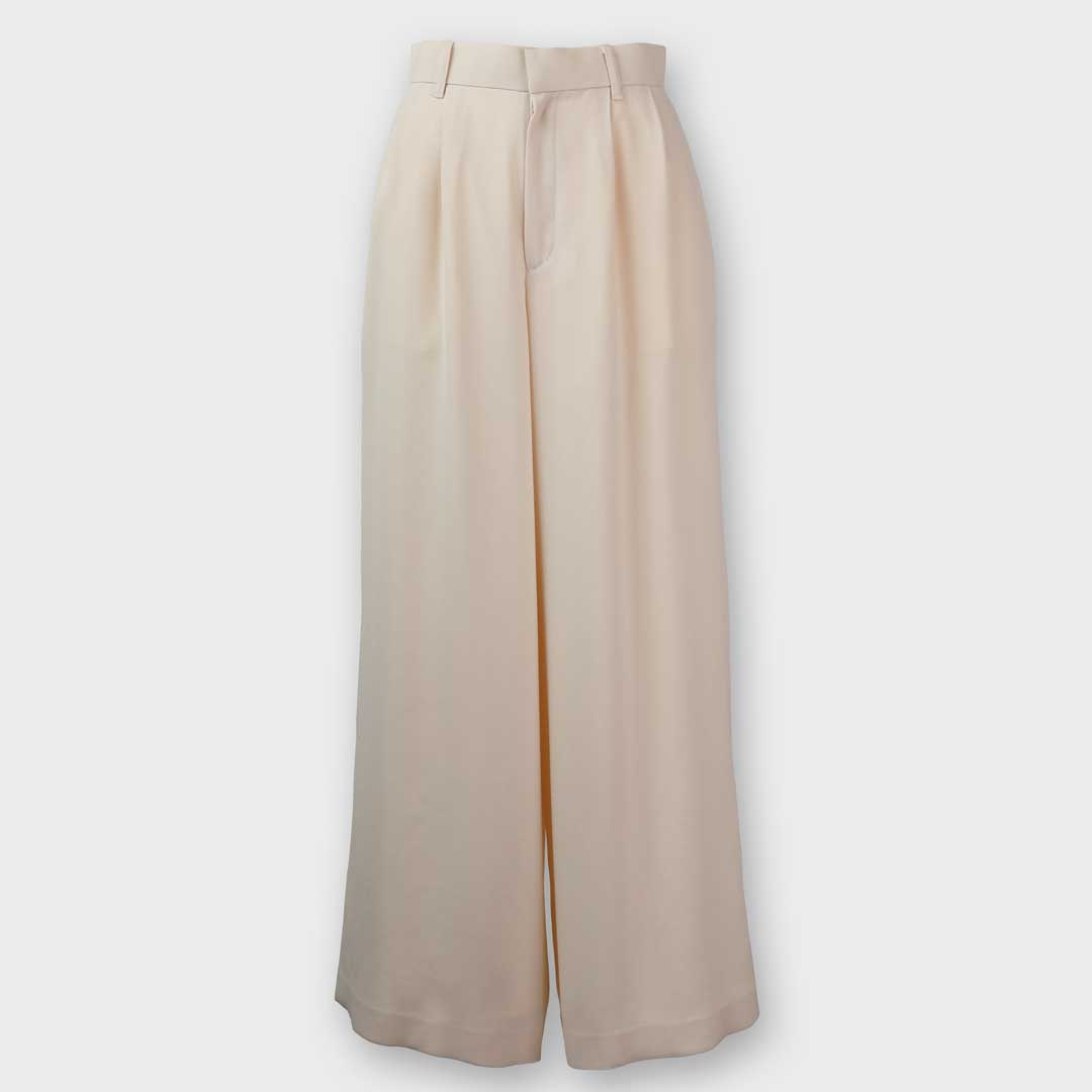 手洗い可】PLATINE バックサテンジョーゼット ワイドパンツ – 銀座