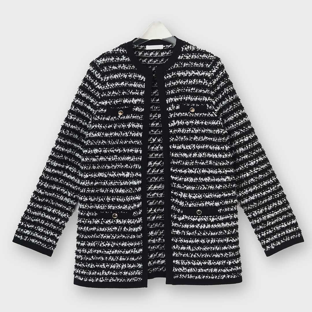 PLATINE Tweed knitクルーロングジャケット