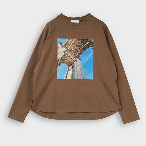 【手洗い可】凱旋門フォトプリントシャツ