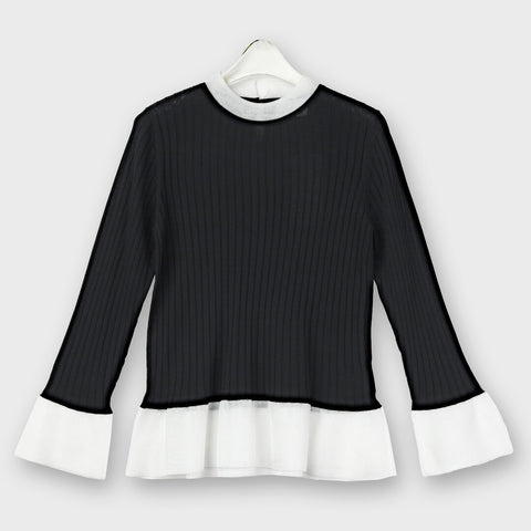 ラメ切替リブニットカットソー